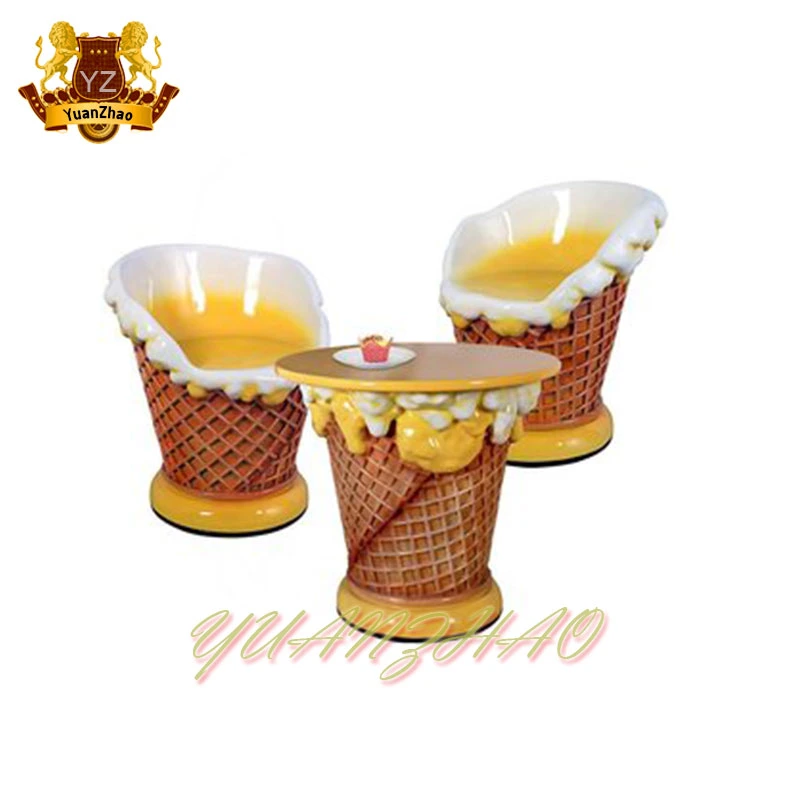 Fiberglass Ice Cream Table and Chairs for Shoppingng Mall Decoration
